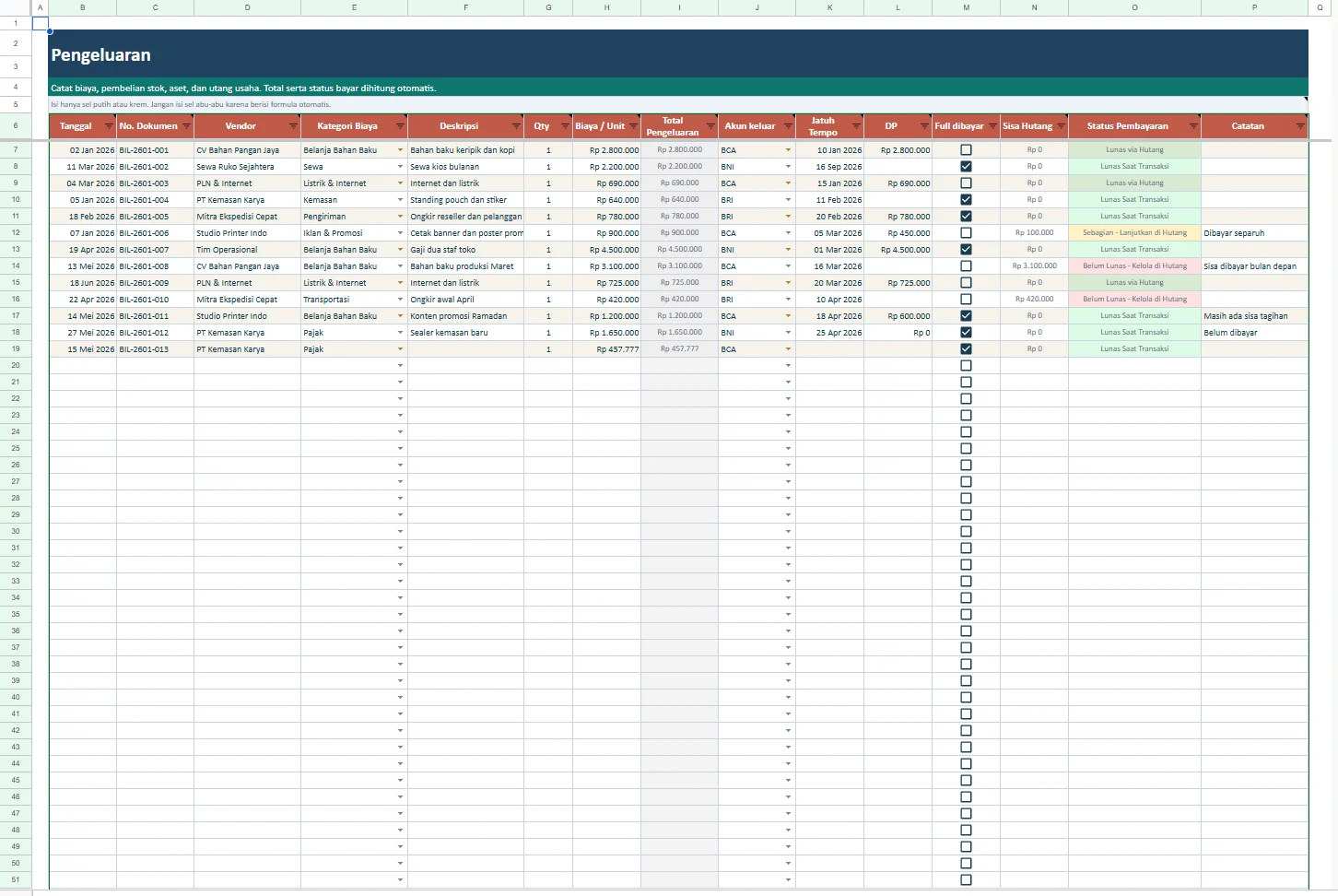 Pencatatan Pengeluaran Finance Tracker Pro